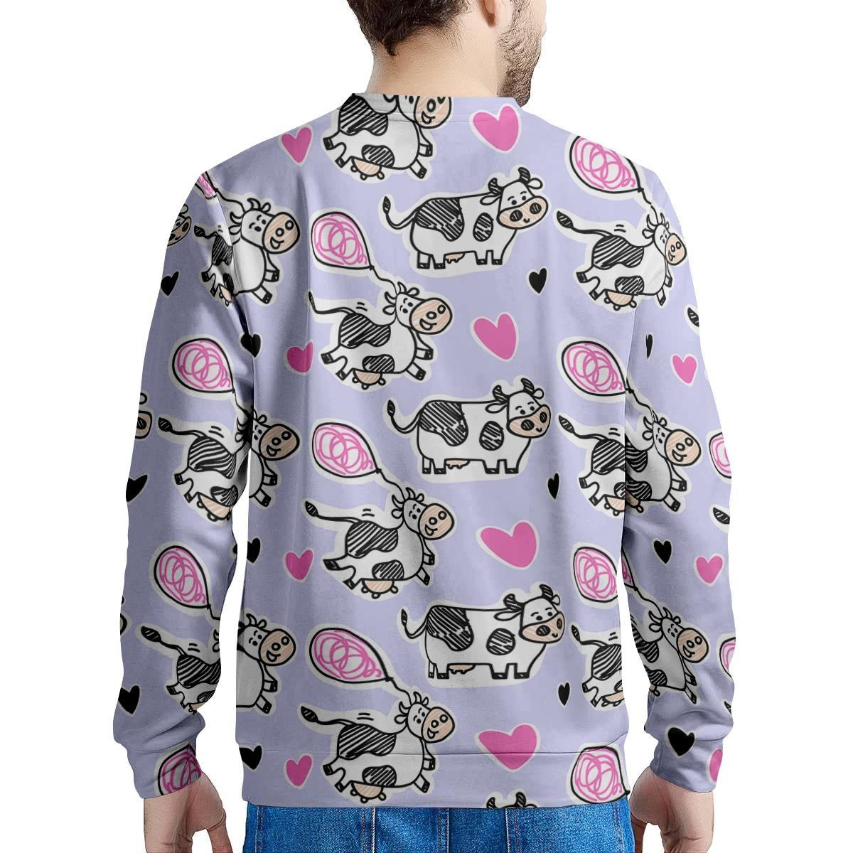 Cow Doodle Print Men's Sweatshirt-grizzshop