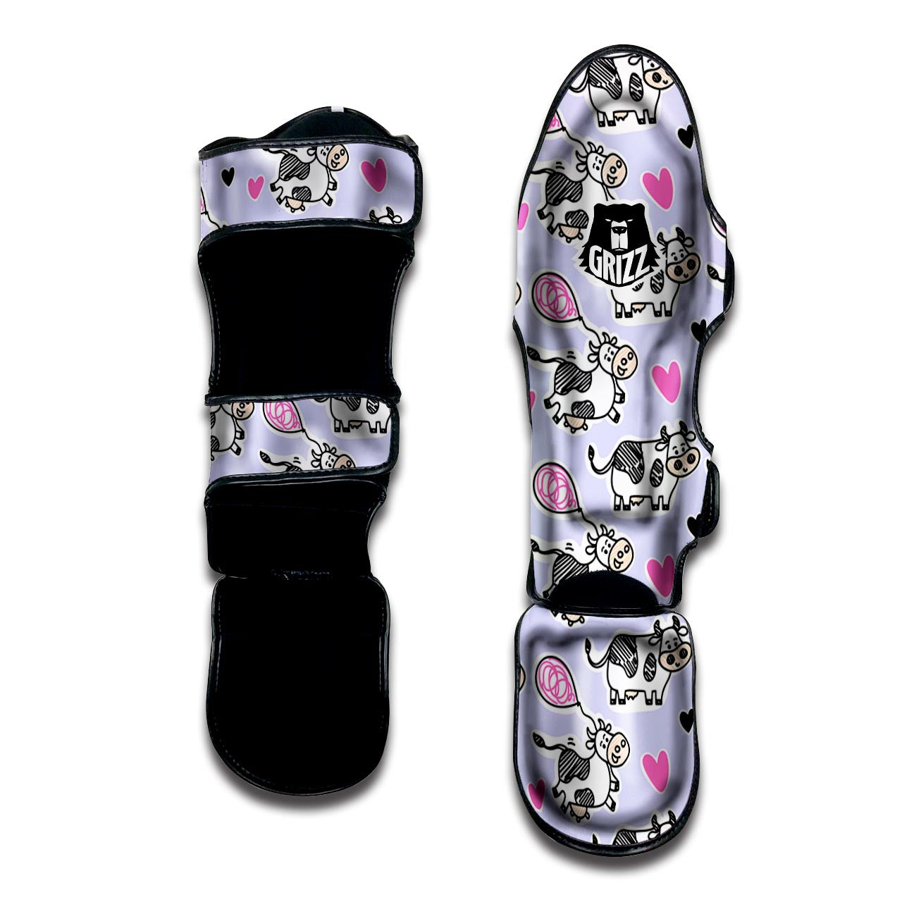 Cow Doodle Print Muay Thai Shin Guard-grizzshop