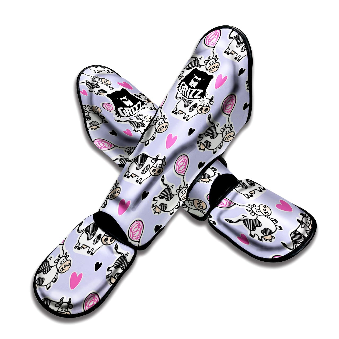 Cow Doodle Print Muay Thai Shin Guard-grizzshop