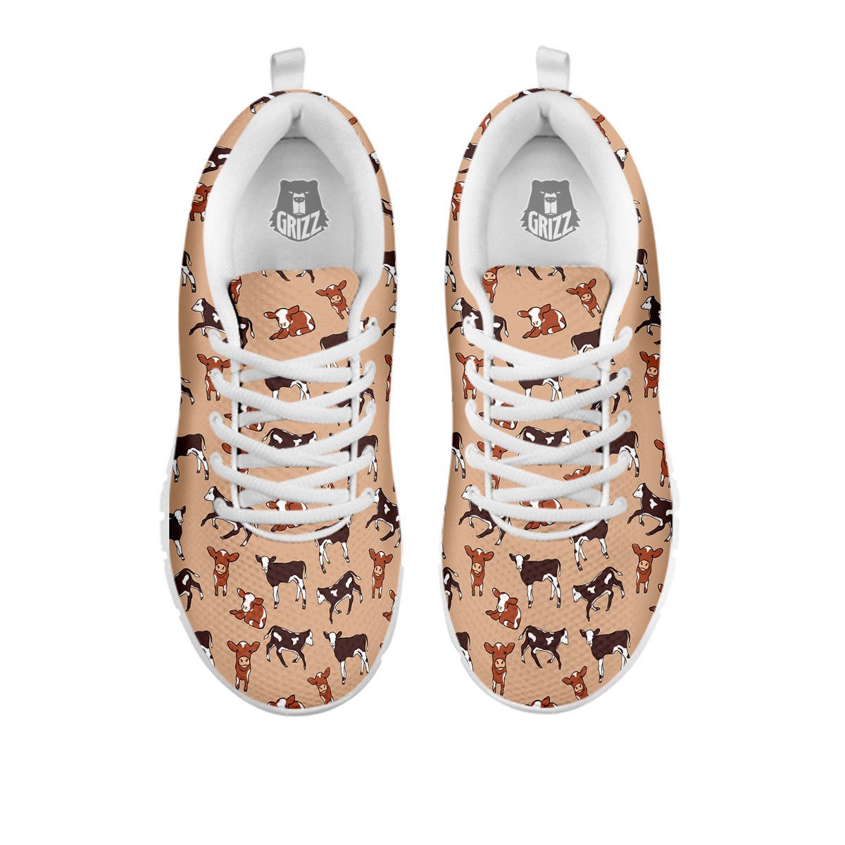 Cow Doodle Print Pattern White Sneaker-grizzshop