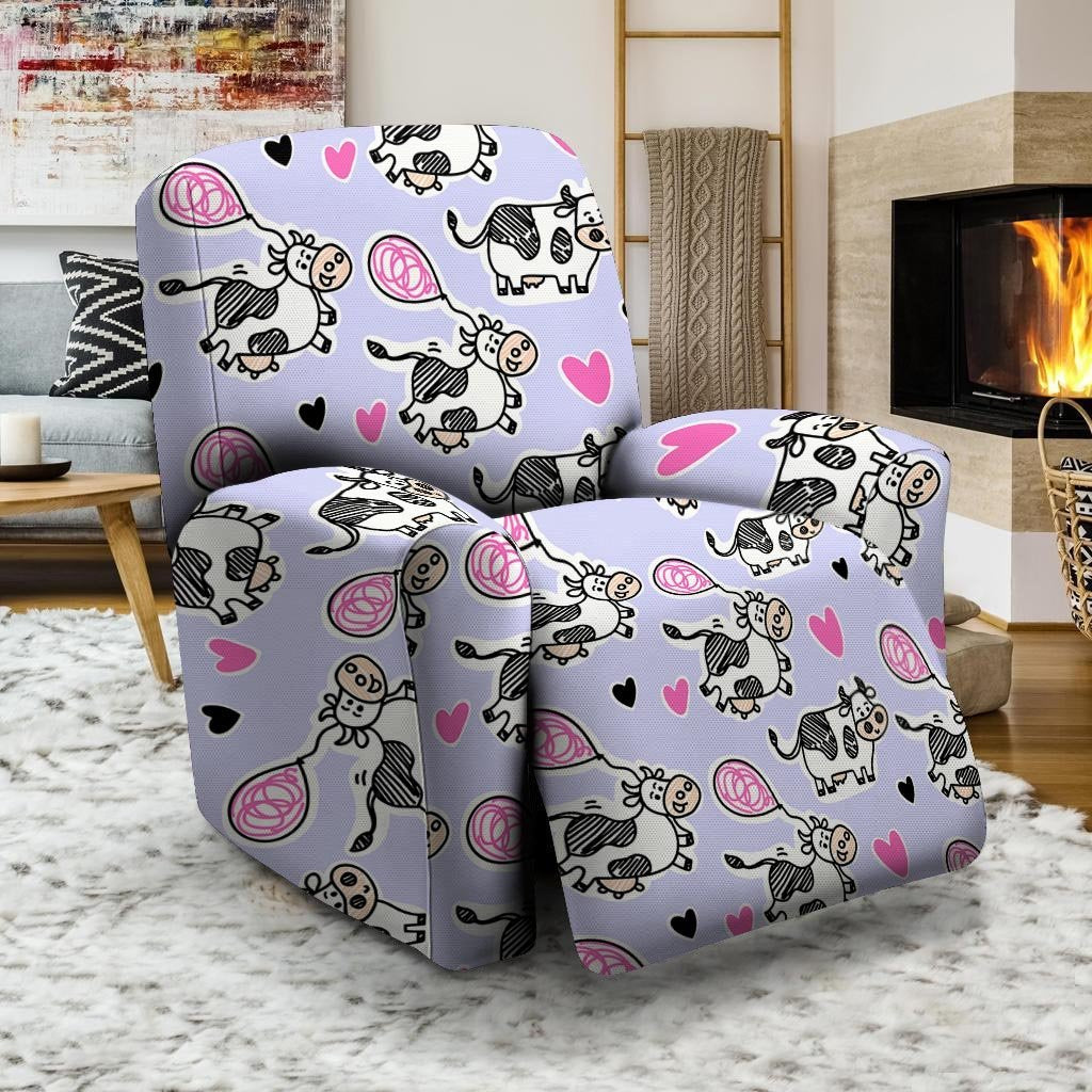 Cow Doodle Print Recliner Cover-grizzshop