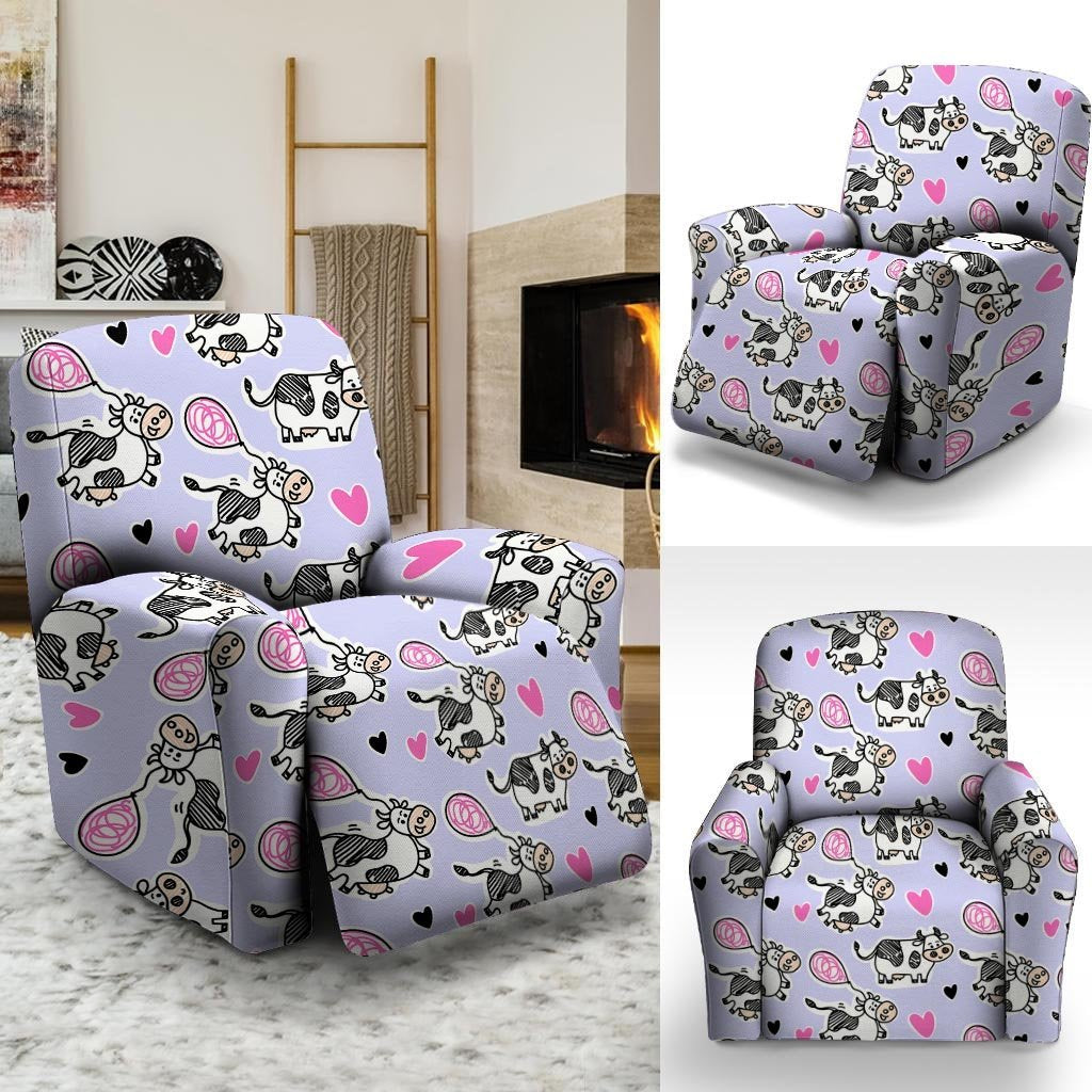 Cow Doodle Print Recliner Cover-grizzshop