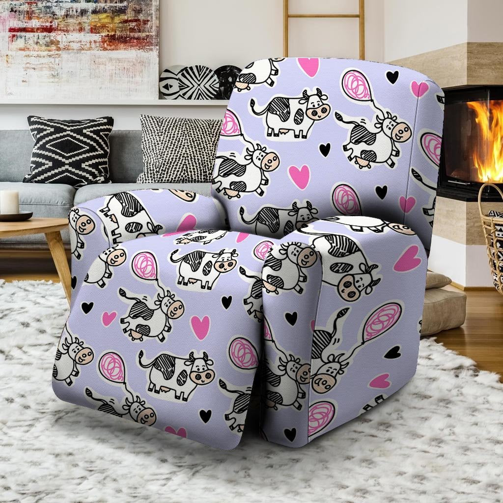 Cow Doodle Print Recliner Cover-grizzshop