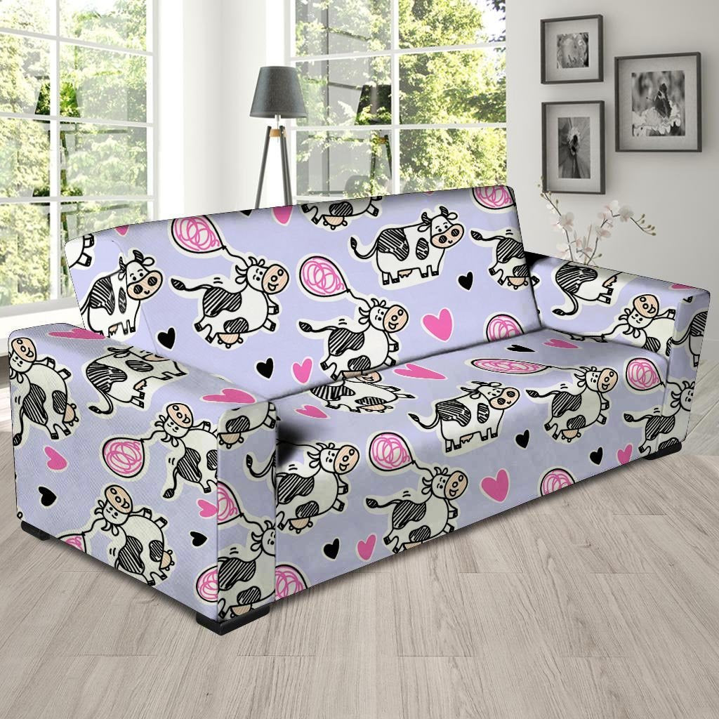 Cow Doodle Print Sofa Cover-grizzshop