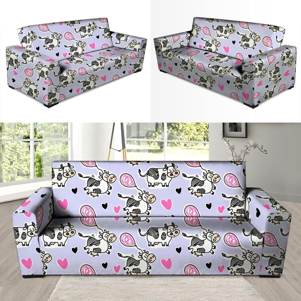 Cow Doodle Print Sofa Cover-grizzshop