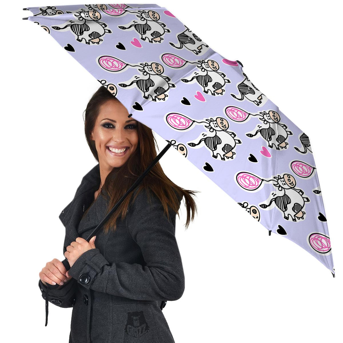 Cow Doodle Print Umbrella-grizzshop