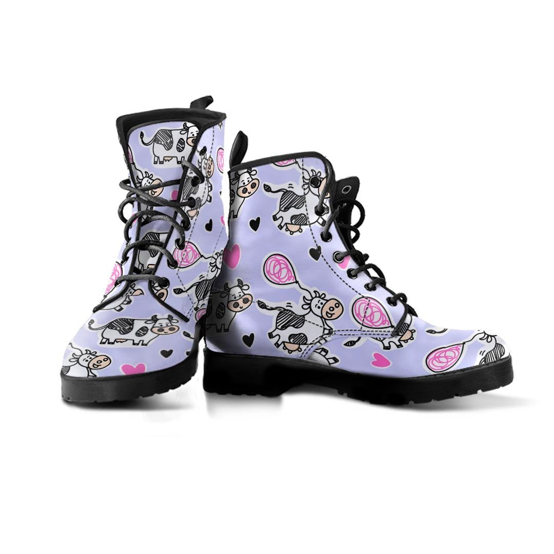 Cow Doodle Print Women's Boots-grizzshop