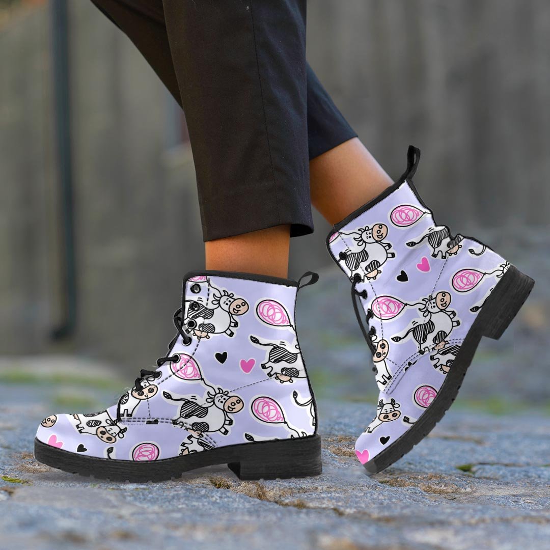 Cow Doodle Print Women's Boots-grizzshop