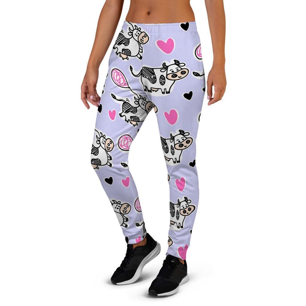 Cow Doodle Print Women's Joggers-grizzshop