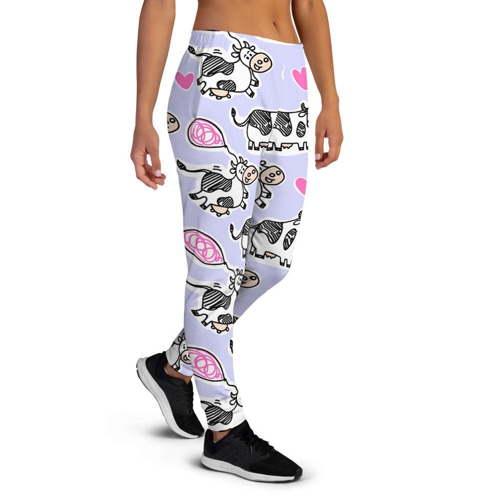 Cow Doodle Print Women's Joggers-grizzshop