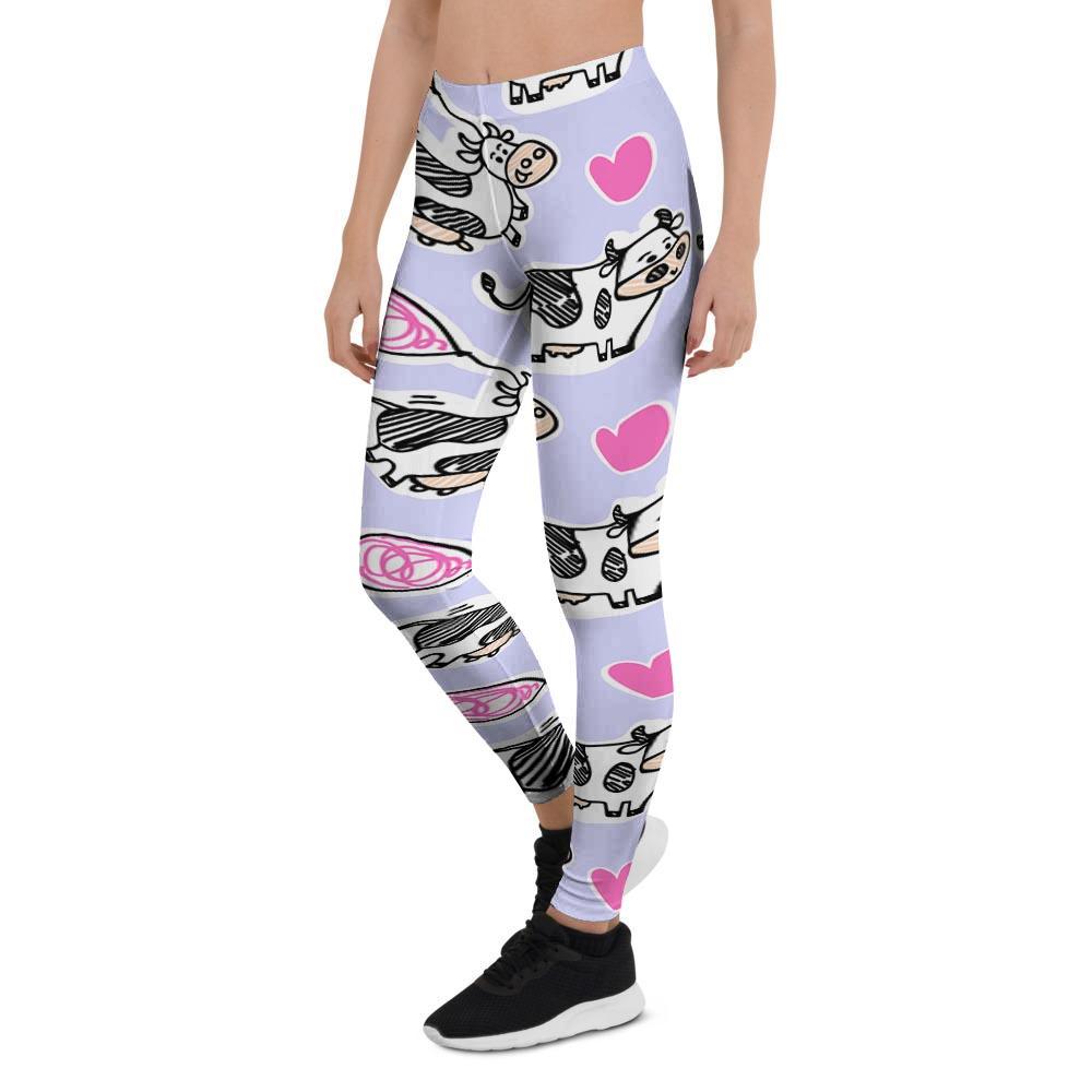 Cow Doodle Print Women's Leggings-grizzshop