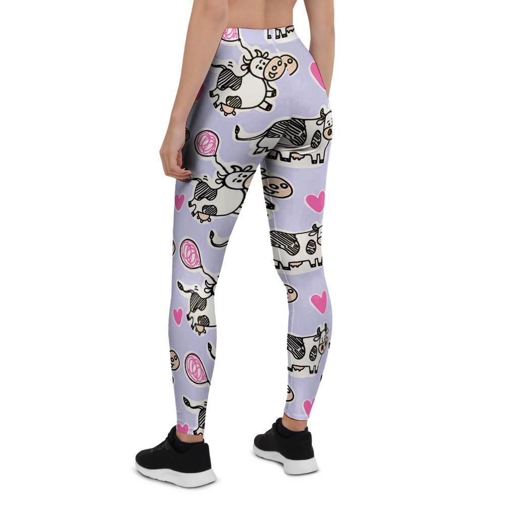 Cow Doodle Print Women's Leggings-grizzshop