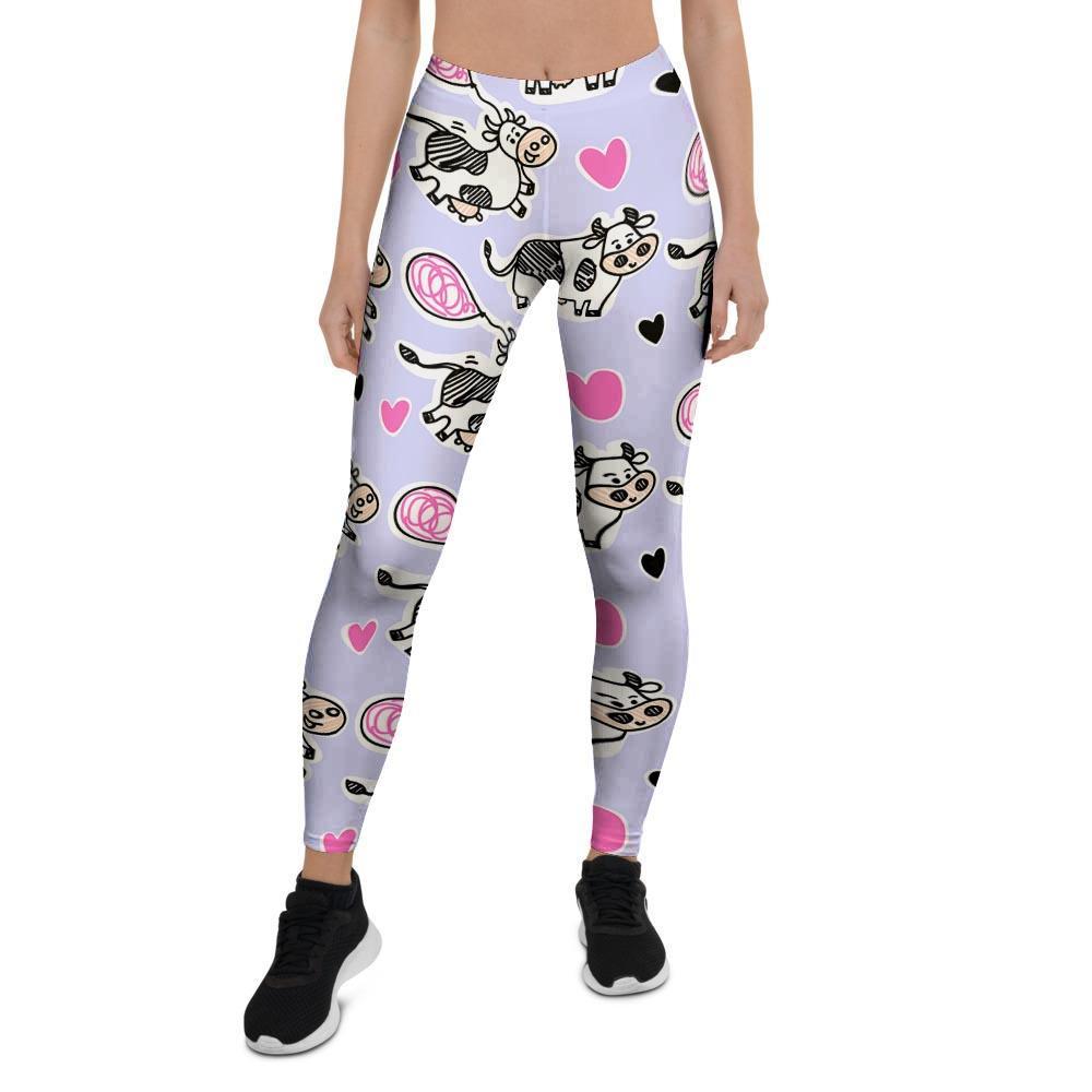 Cow Doodle Print Women's Leggings-grizzshop