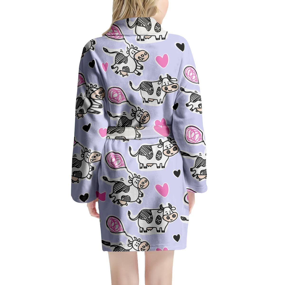 Cow Doodle Print Women's Robe-grizzshop