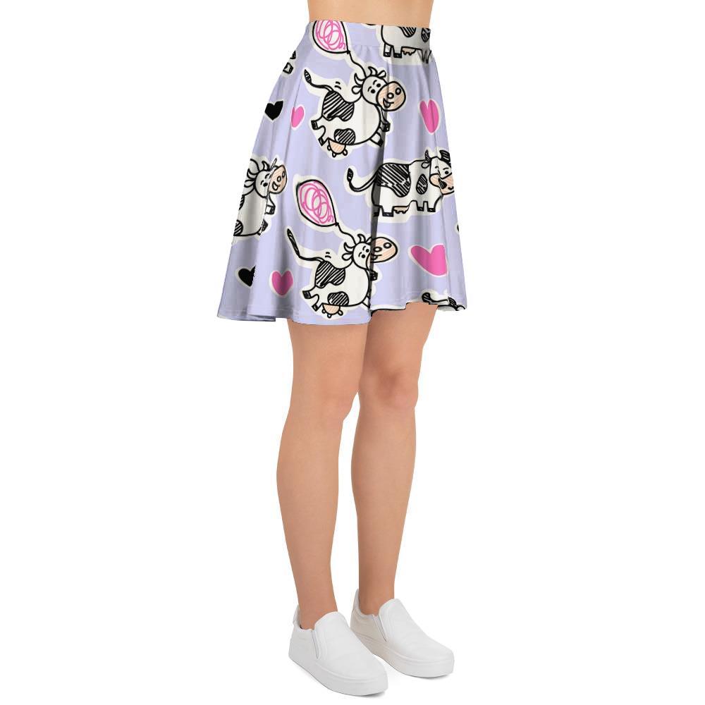 Cow Doodle Print Women's Skirt-grizzshop