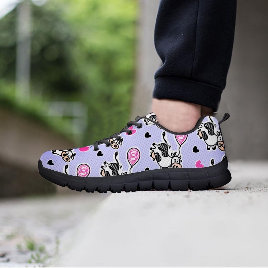 Cow Doodle Print Women's Sneakers-grizzshop