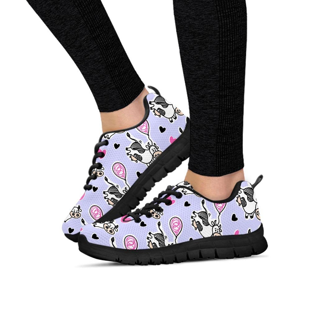 Cow Doodle Print Women's Sneakers-grizzshop