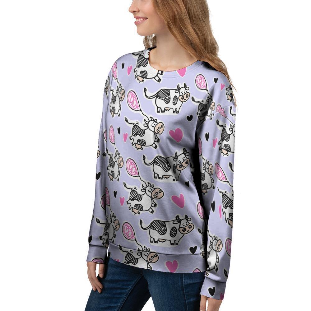 Cow Doodle Print Women's Sweatshirt-grizzshop