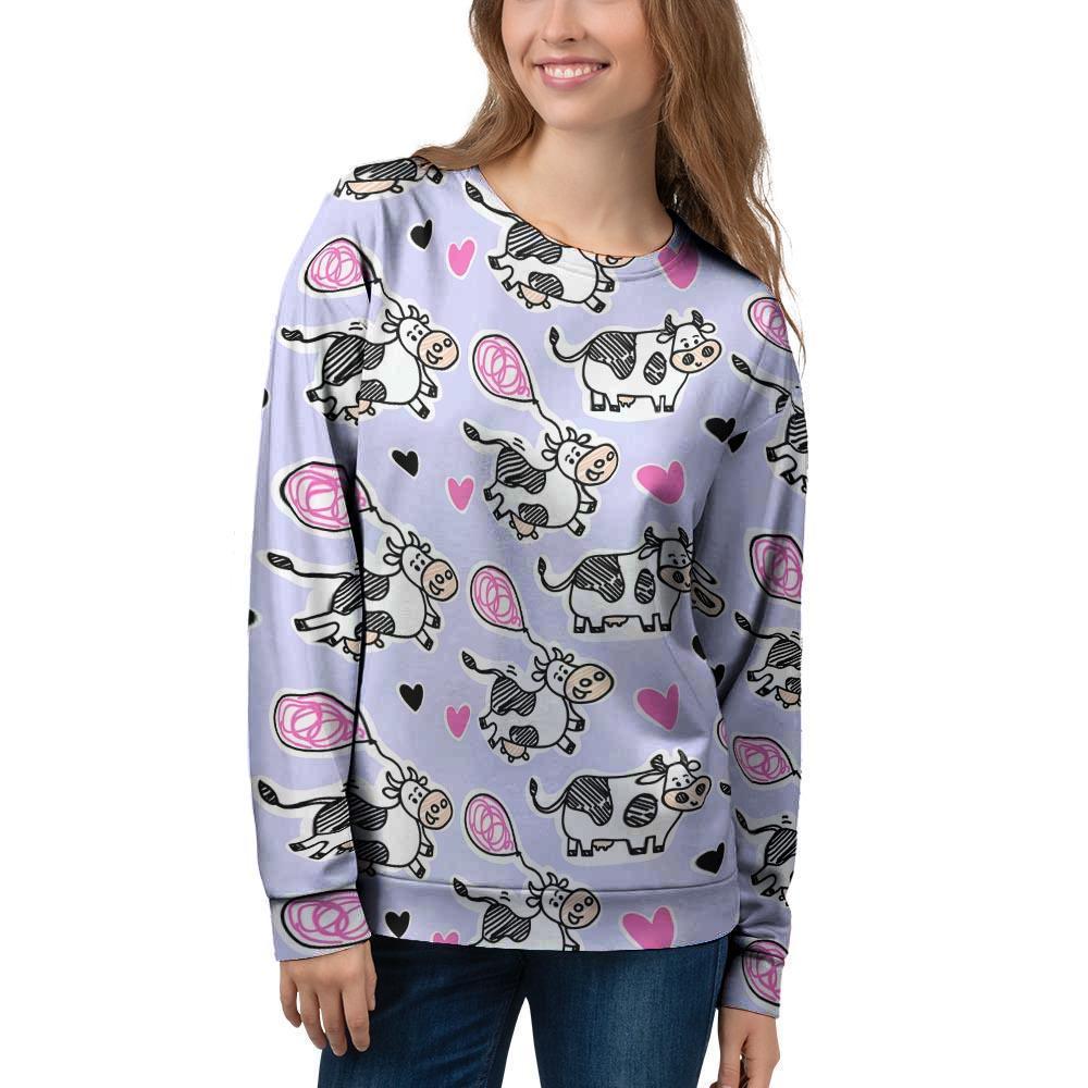 Cow Doodle Print Women's Sweatshirt-grizzshop