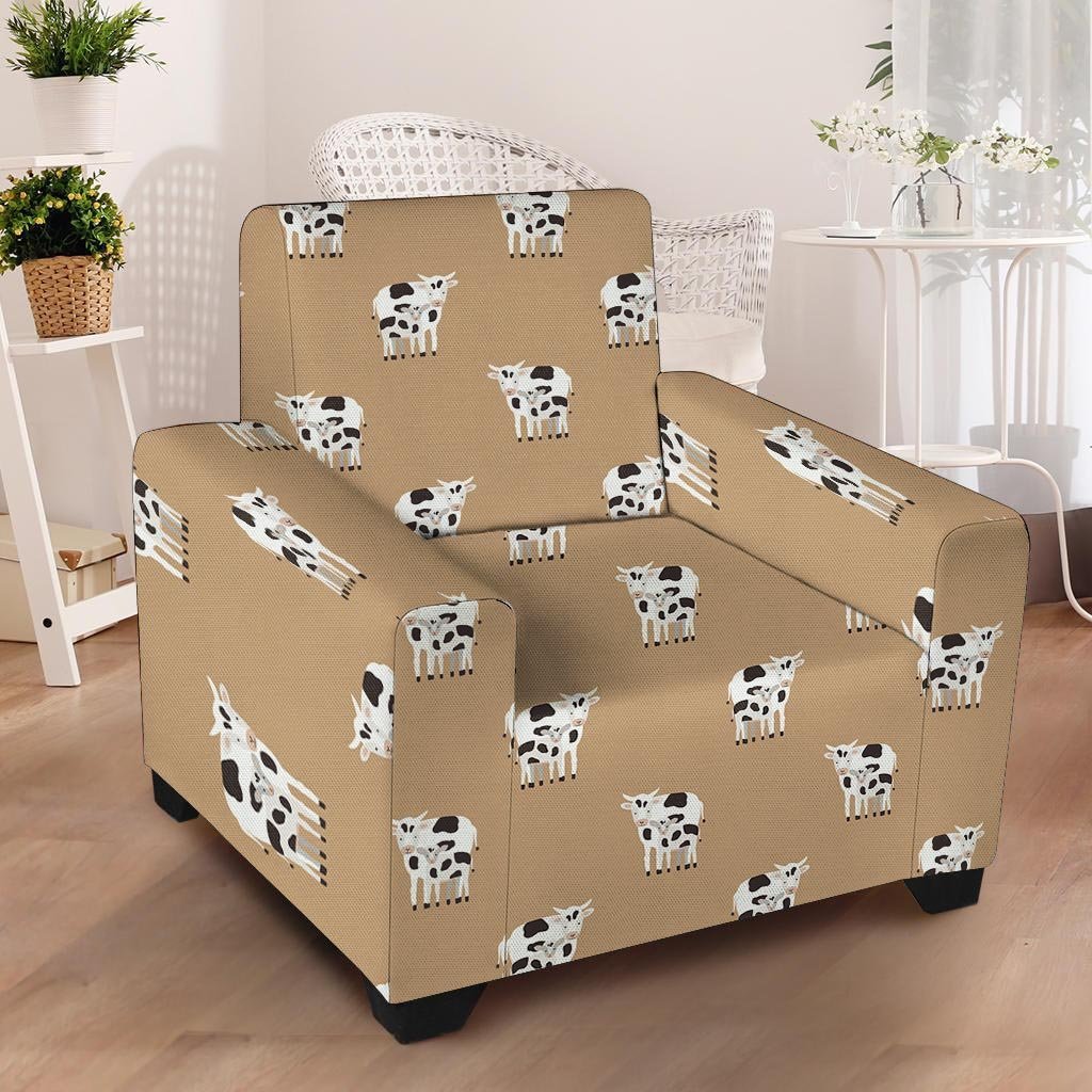 Cow Family Print Armchair Cover-grizzshop