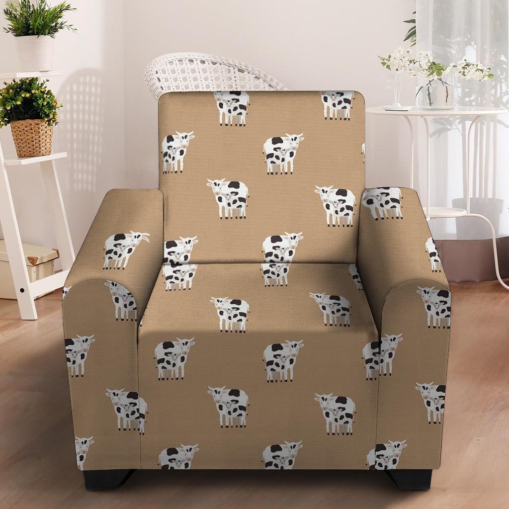 Cow Family Print Armchair Cover-grizzshop