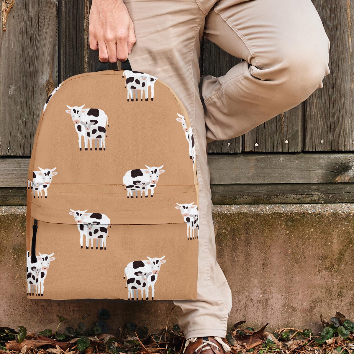 Cow Family Print Backpack-grizzshop