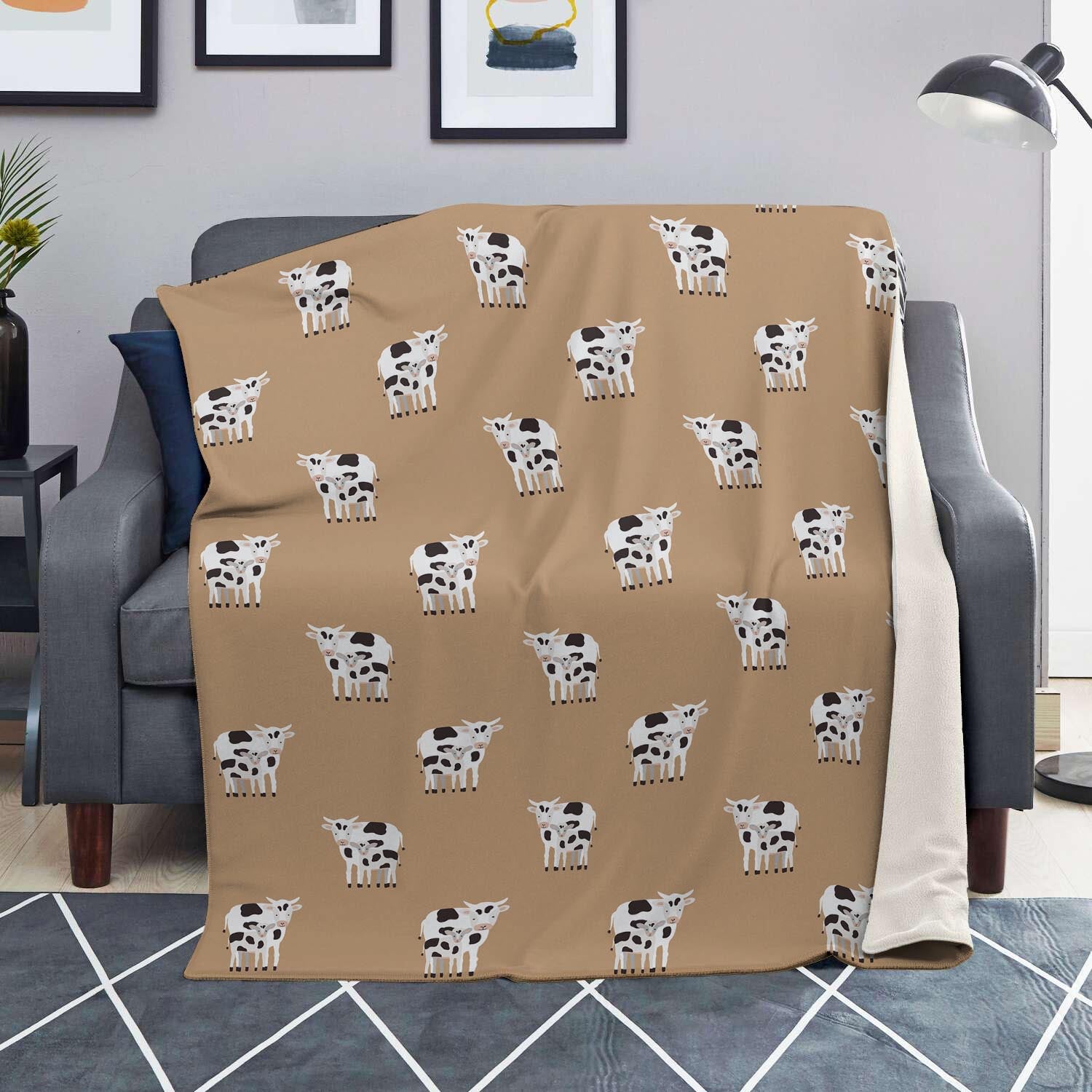 Cow Family Print Blanket-grizzshop