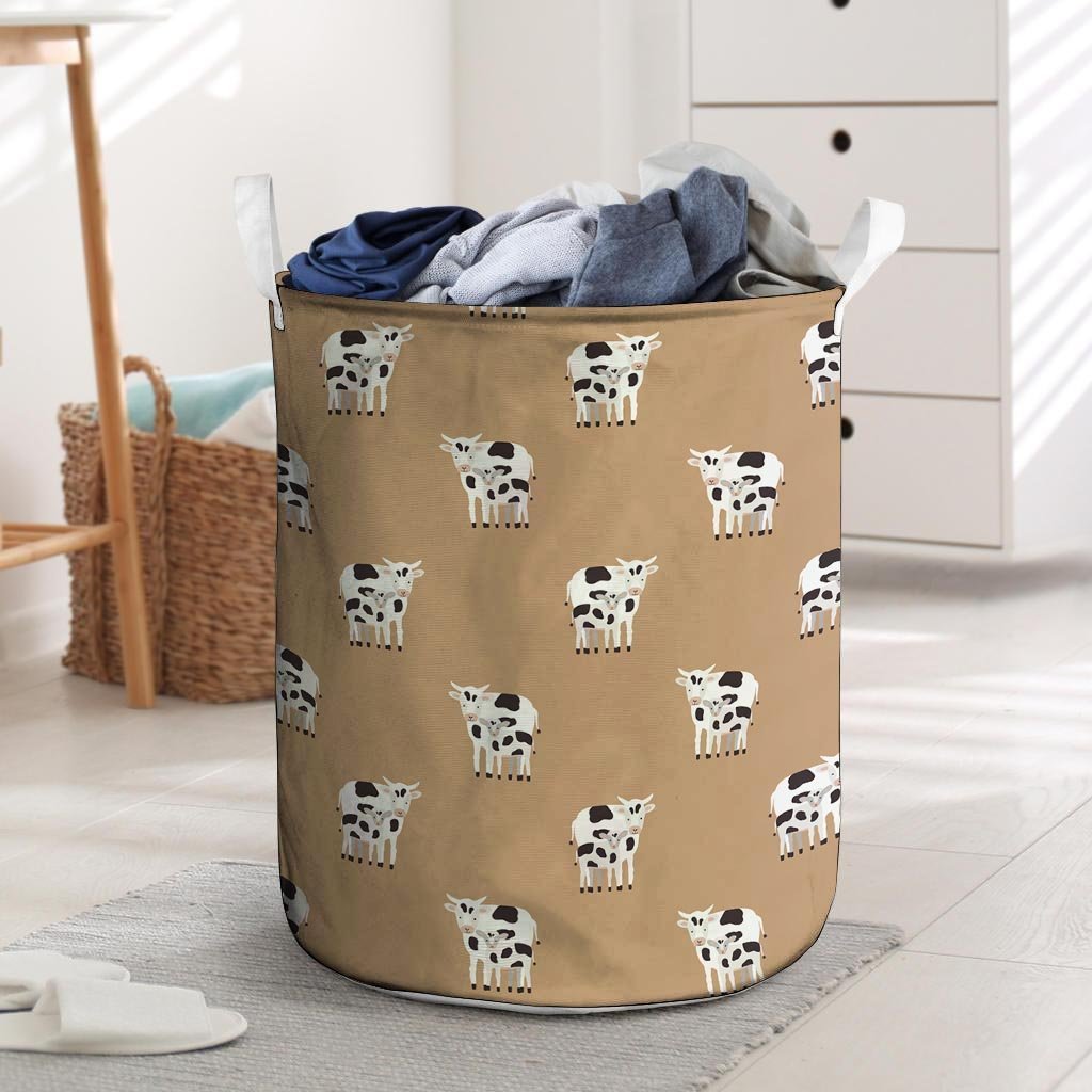 Cow Family Print Laundry Basket-grizzshop