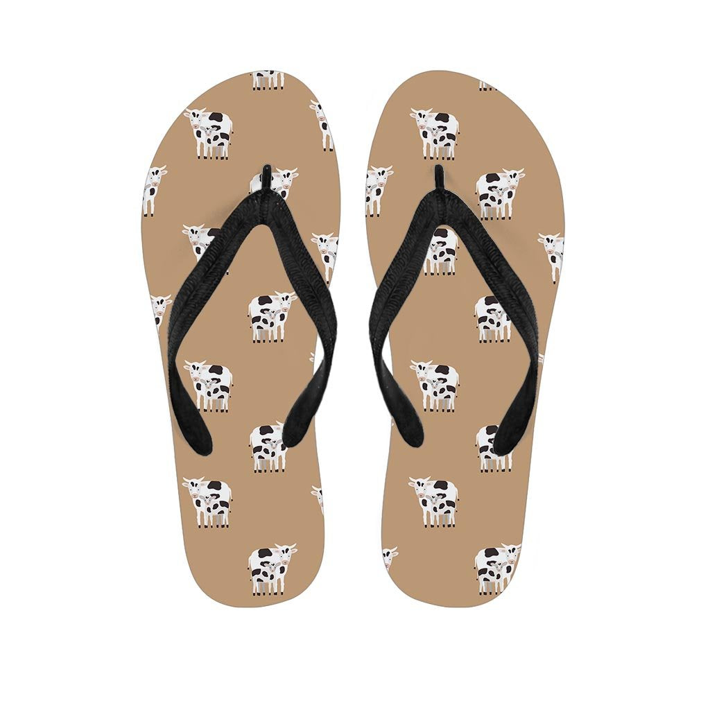 Cow Family Print Men's Flip Flops-grizzshop