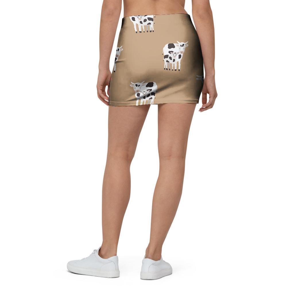 Cow Family Print Mini Skirt-grizzshop