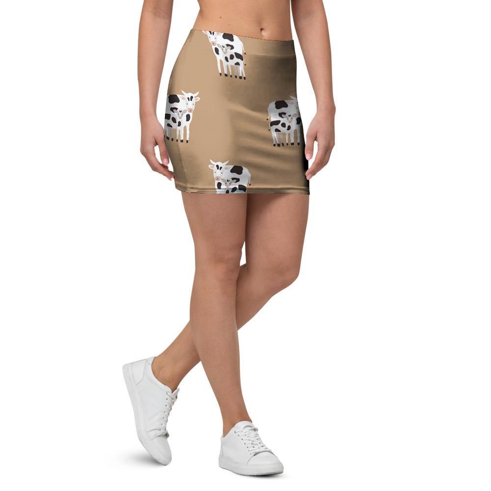 Cow Family Print Mini Skirt-grizzshop