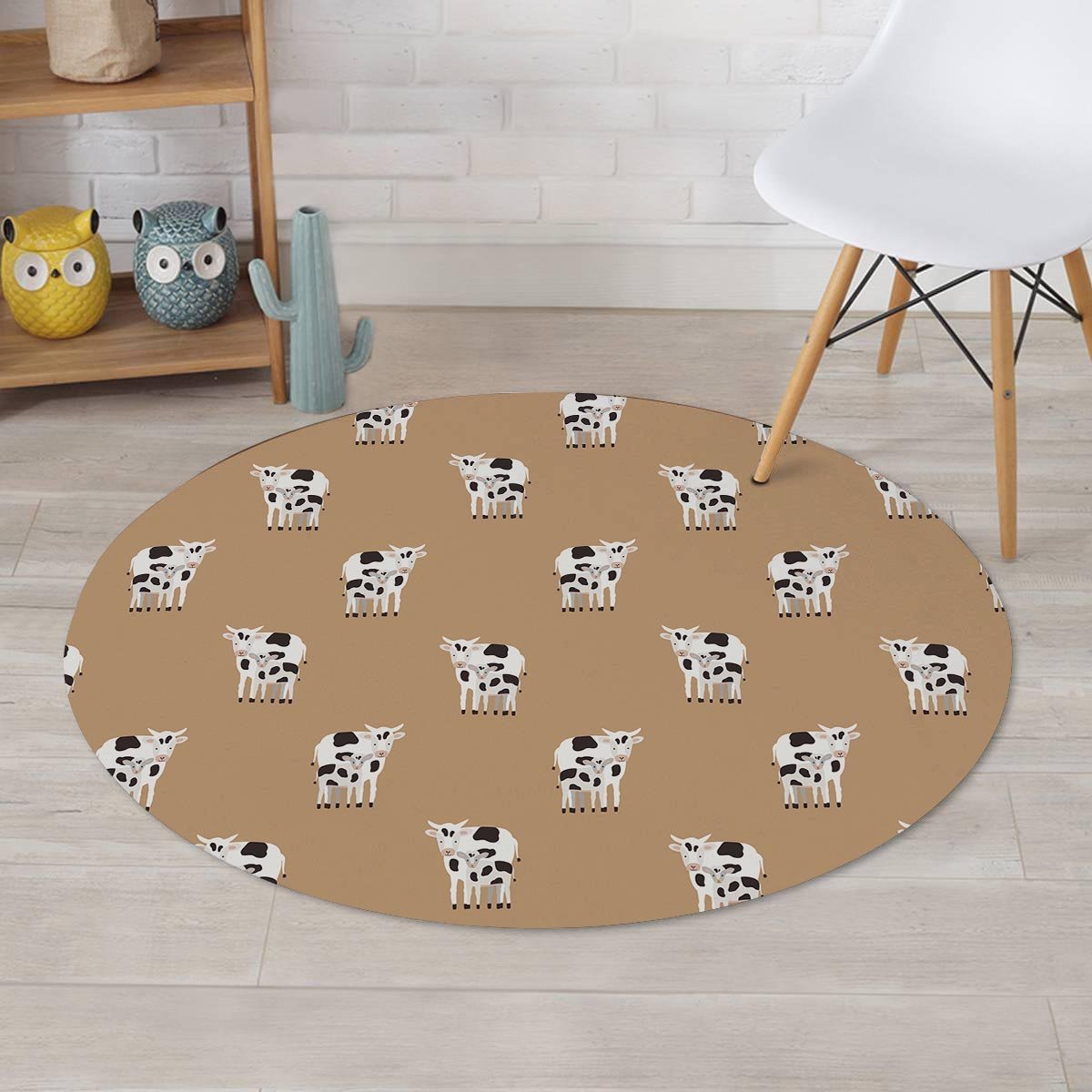 Cow Family Print Round Rug-grizzshop