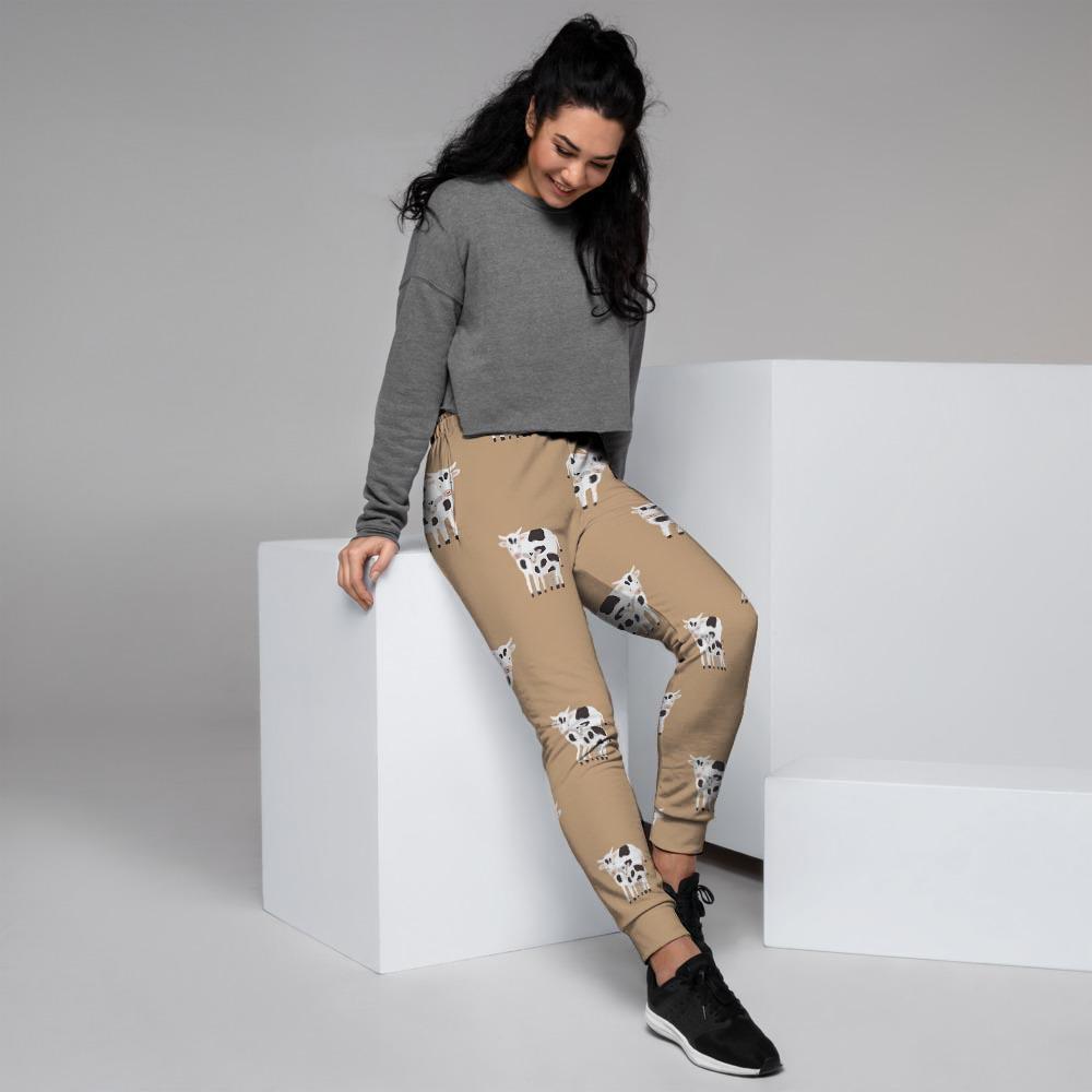 Cow Family Print Women's Joggers-grizzshop