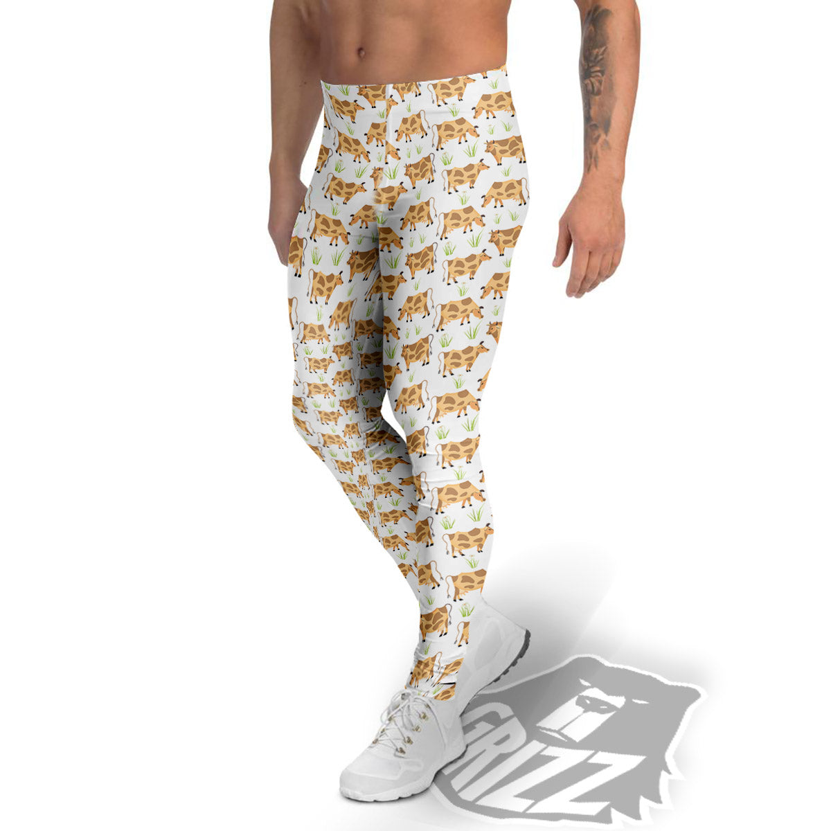 Cow Farm Cartoon Dairy Print Pattern Men's Leggings-grizzshop