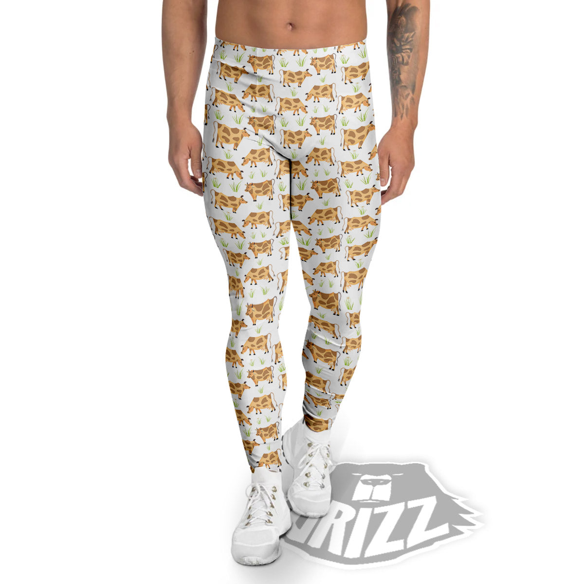 Cow Farm Cartoon Dairy Print Pattern Men's Leggings-grizzshop