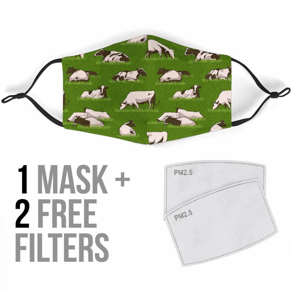 Cow Farm Pattern Print Face Mask-grizzshop