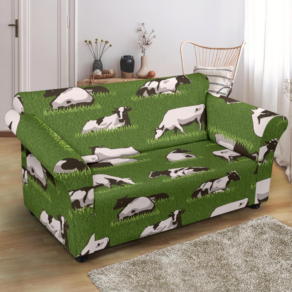 Cow Farm Pattern Print Loveseat Cover-grizzshop