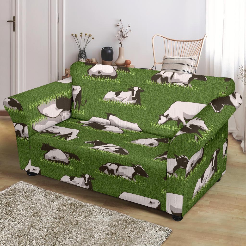 Cow Farm Pattern Print Loveseat Cover-grizzshop