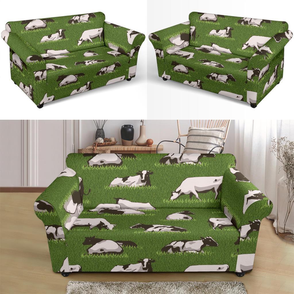 Cow Farm Pattern Print Loveseat Cover-grizzshop