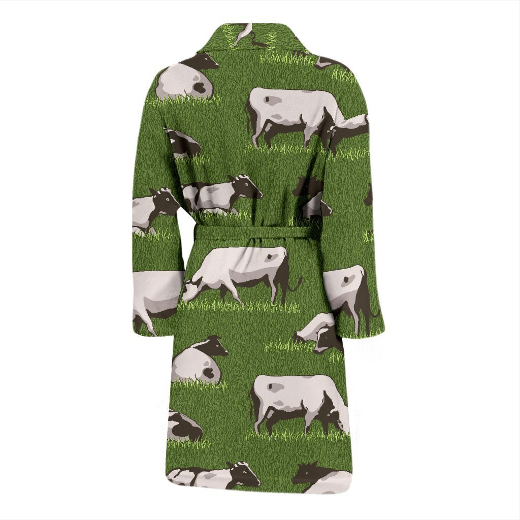 Cow Farm Pattern Print Men Long Robe-grizzshop