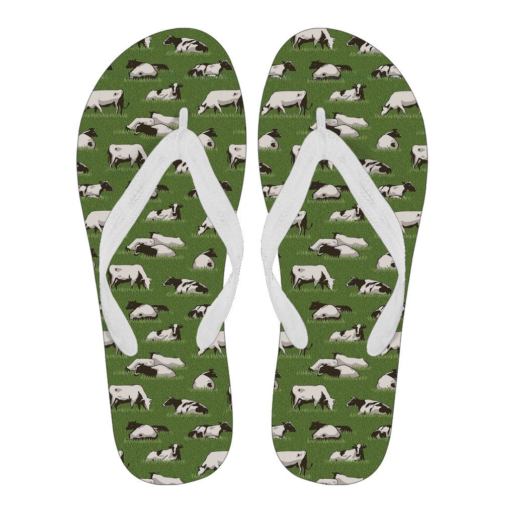 Cow Farm Pattern Print Men & Women Flip Flops-grizzshop