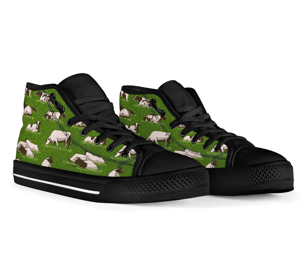 Cow Farm Pattern Print Men Women's High Top Shoes-grizzshop