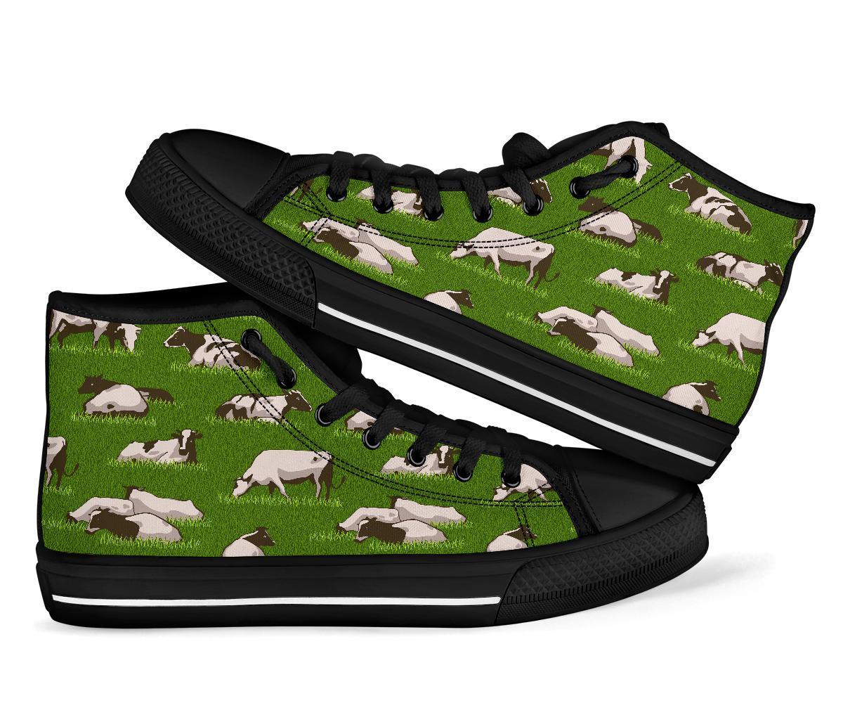 Cow Farm Pattern Print Men Women's High Top Shoes-grizzshop