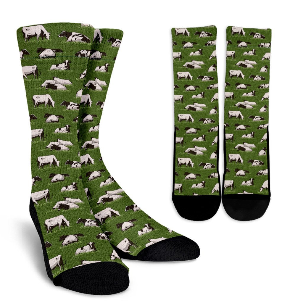 Cow Farm Pattern Print Unisex Crew Socks-grizzshop