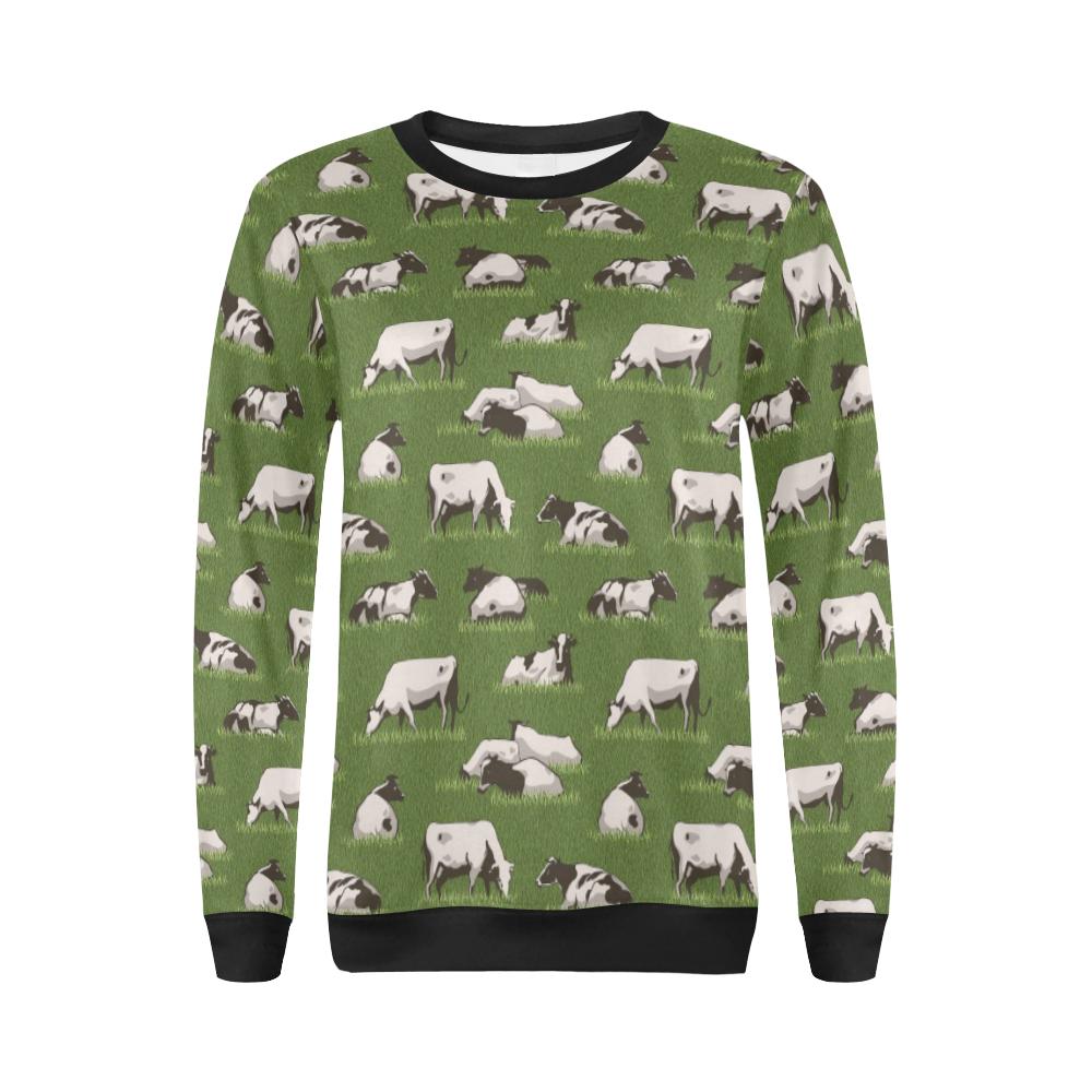 Cow Farm Pattern Print Women Crewneck Sweatshirt-grizzshop