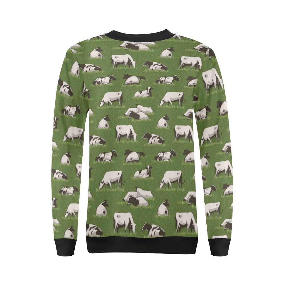 Cow Farm Pattern Print Women Crewneck Sweatshirt-grizzshop