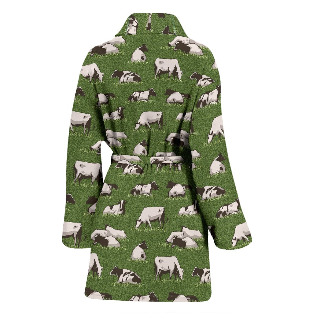 Cow Farm Pattern Print Women Long Robe-grizzshop