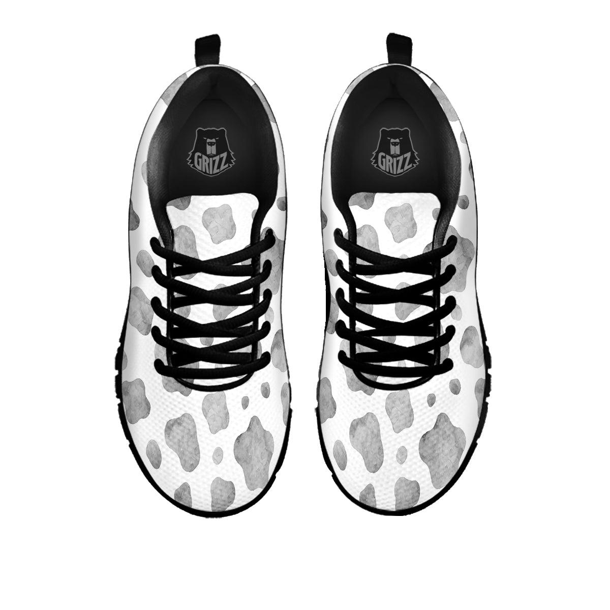 Cow Grey And White Print Pattern Black Sneaker-grizzshop