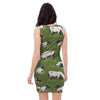 Cow In Grass Print Bodycon Dress-grizzshop