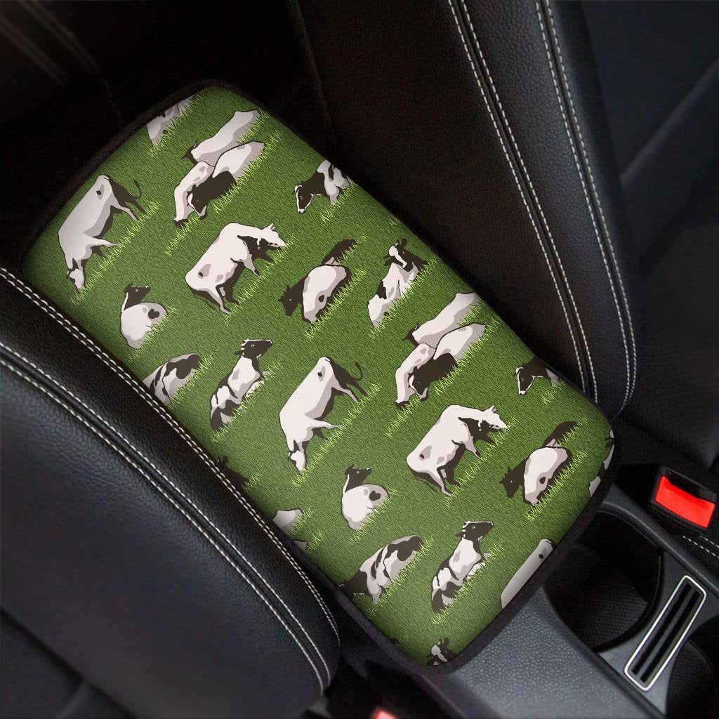 Cow In Grass Print Car Console Cover-grizzshop